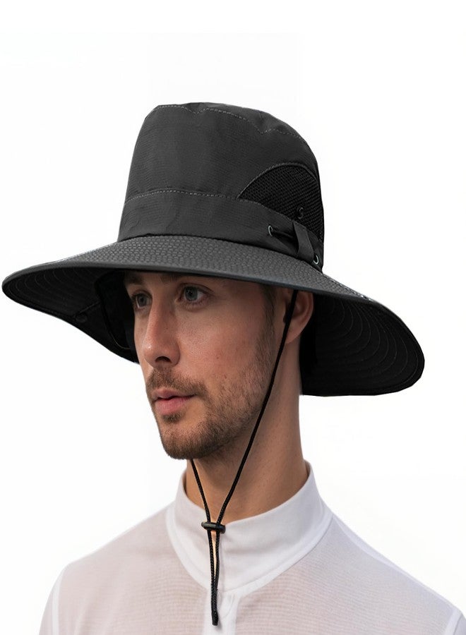 Hapforever Wide Brim Sun Hat for Men Women, UV Protection Beach Bucket Hats UPF 50+ Breathable Fishing Hat Packable Boonie Hats for Men Women (Dark Grey) - Image 1